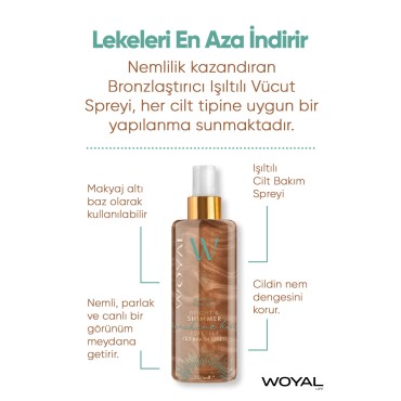 Bronzlaştırıcı Işıltılı Vücut Spreyi, Kokulu Vücut Spreyi 4 Adet 250 ml